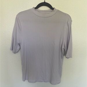 Lavender Ribbed Mock Neck Short-sleeve Top